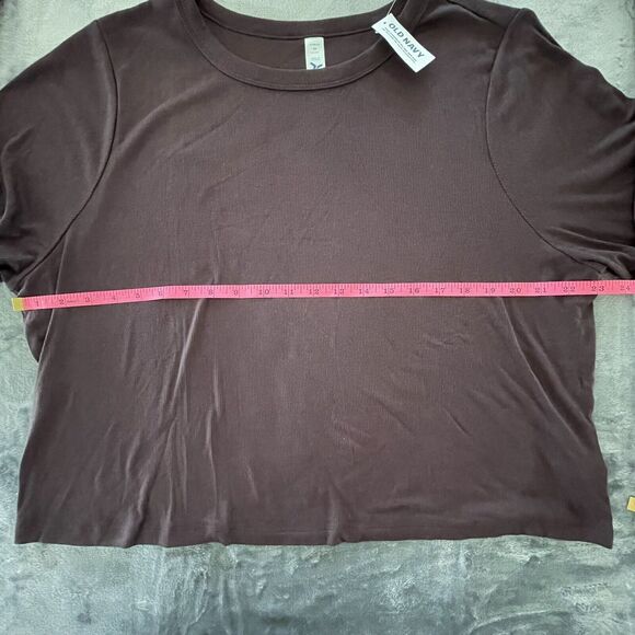 Old Navy Shirt 3XL Brown Ultralite Knit Top Go-Dry Cropped Basic Layer Casual - Picture 3 of 8